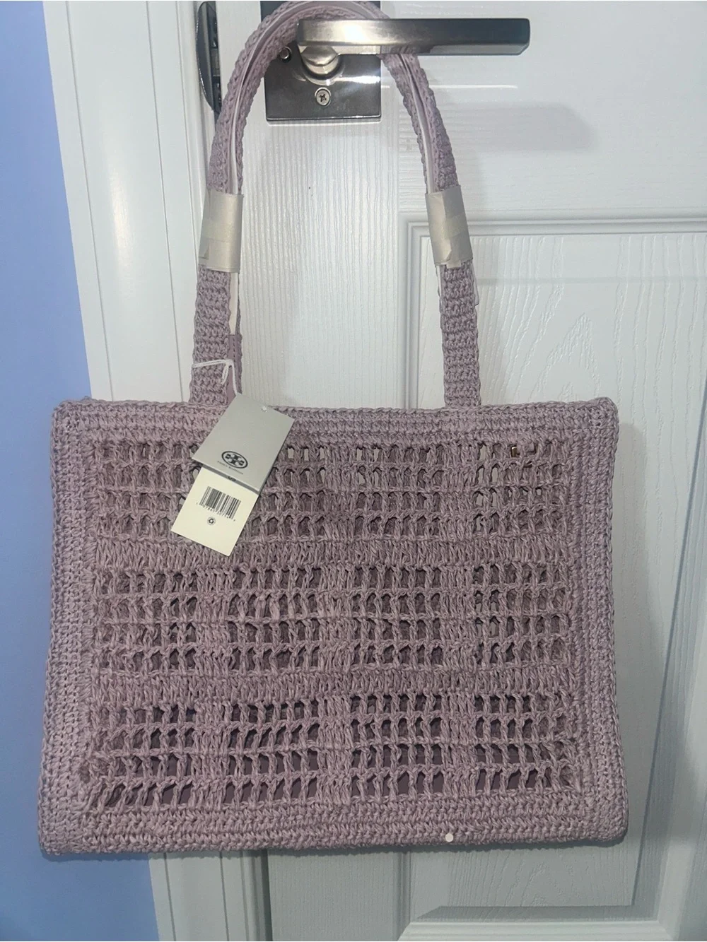 Tory Burch Lavender Crochet Logo Tote